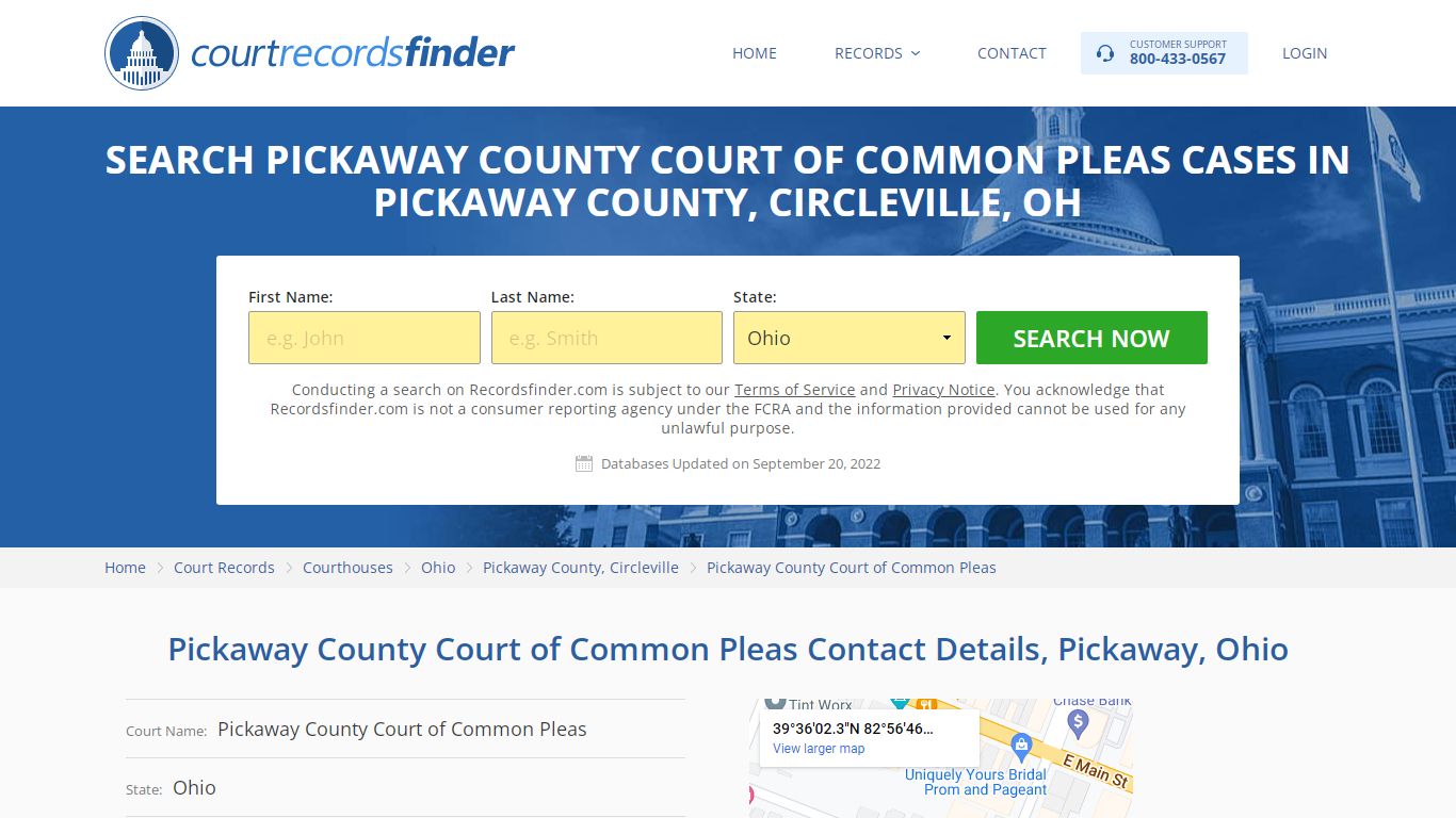 Pickaway County Court of Common Pleas Case Search - RecordsFinder