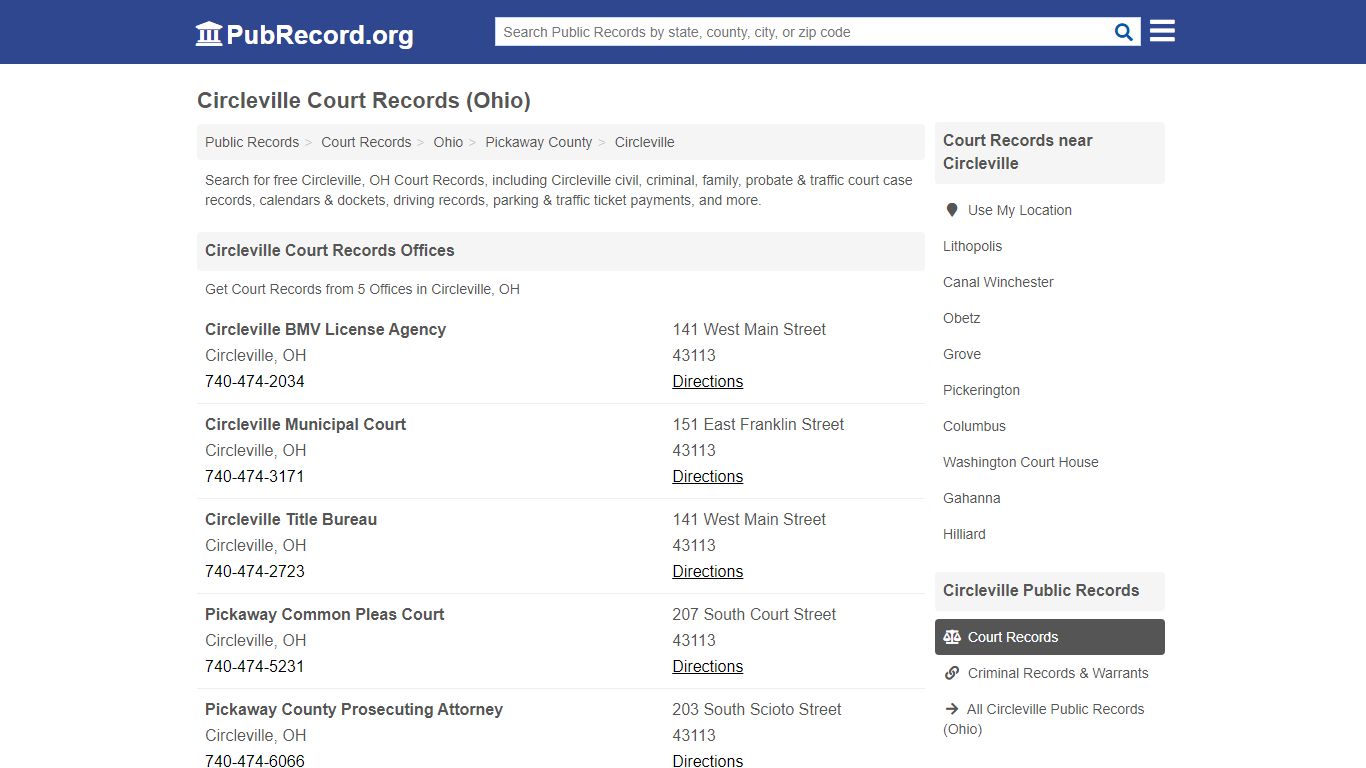 Free Circleville Court Records (Ohio Court Records) - PubRecord.org