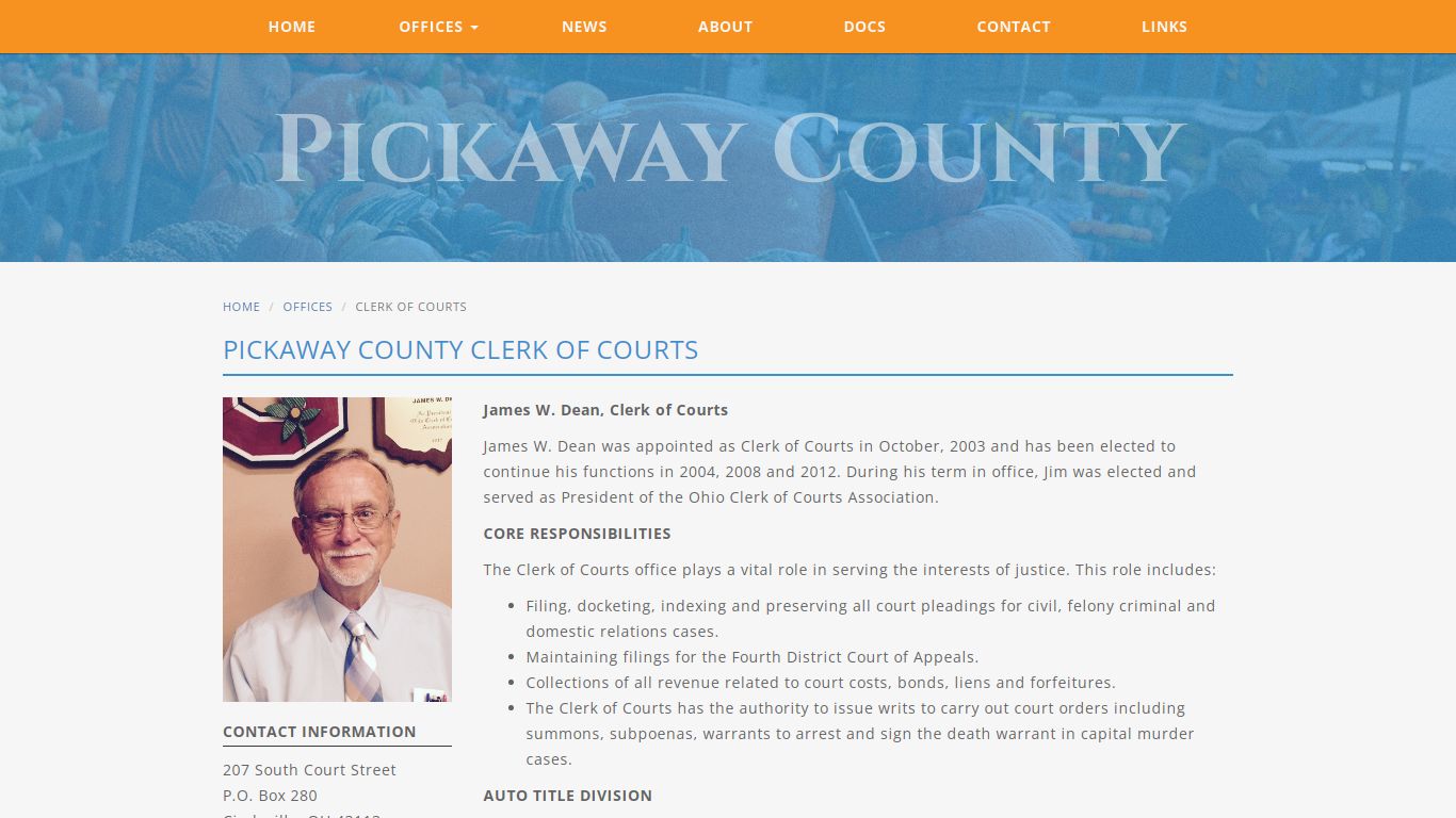 Pickaway County, Ohio - Clerk of Courts